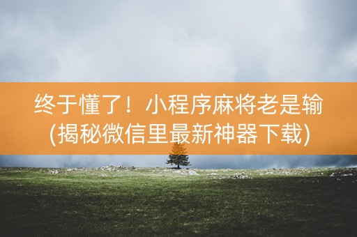 终于懂了！小程序麻将老是输(揭秘微信里最新神器下载)