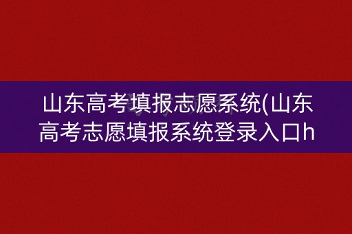 山东高考填报志愿系统(山东高考志愿填报系统登录入口http)