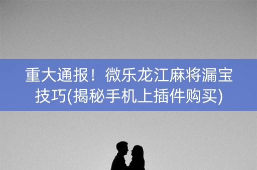 重大通报！微乐龙江麻将漏宝技巧(揭秘手机上插件购买)