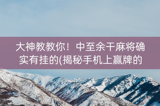大神教教你！中至余干麻将确实有挂的(揭秘手机上赢牌的技巧)