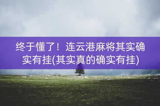 终于懂了！连云港麻将其实确实有挂(其实真的确实有挂)