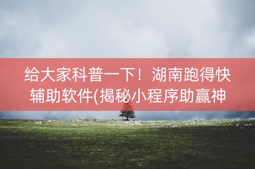 给大家科普一下！湖南跑得快辅助软件(揭秘小程序助赢神器)