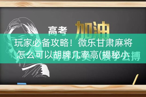 玩家必备攻略！微乐甘肃麻将怎么可以胡牌几率高(揭秘小程序输赢规律)