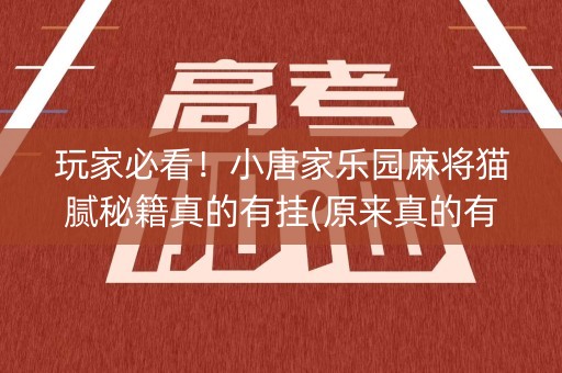 玩家必看！小唐家乐园麻将猫腻秘籍真的有挂(原来真的有挂)