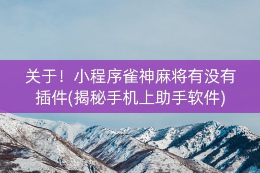 关于！小程序雀神麻将有没有插件(揭秘手机上助手软件)