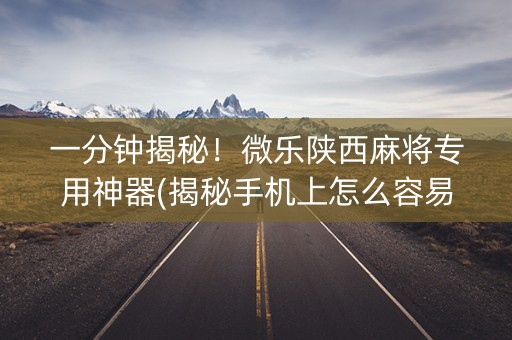 一分钟揭秘！微乐陕西麻将专用神器(揭秘手机上怎么容易赢)