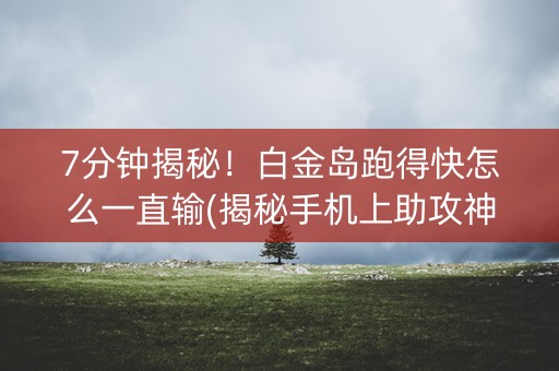 7分钟揭秘！白金岛跑得快怎么一直输(揭秘手机上助攻神器)
