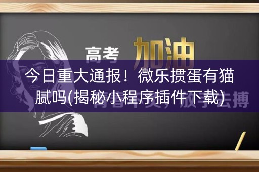 今日重大通报！微乐掼蛋有猫腻吗(揭秘小程序插件下载)