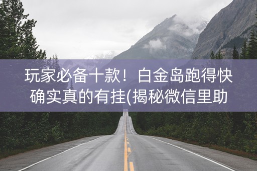 玩家必备十款！白金岛跑得快确实真的有挂(揭秘微信里助赢软件)