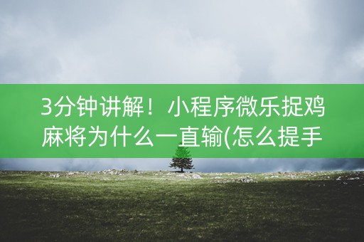 3分钟讲解！小程序微乐捉鸡麻将为什么一直输(怎么提手拿好牌)