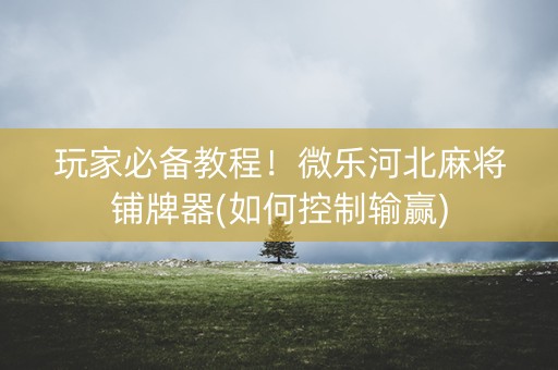 玩家必备教程！微乐河北麻将铺牌器(如何控制输赢)