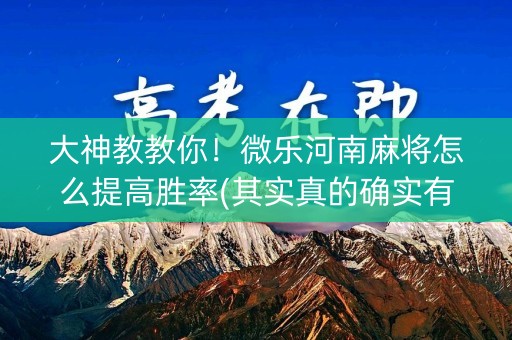 大神教教你！微乐河南麻将怎么提高胜率(其实真的确实有挂)