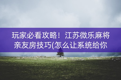 玩家必看攻略！江苏微乐麻将亲友房技巧(怎么让系统给你发好牌)
