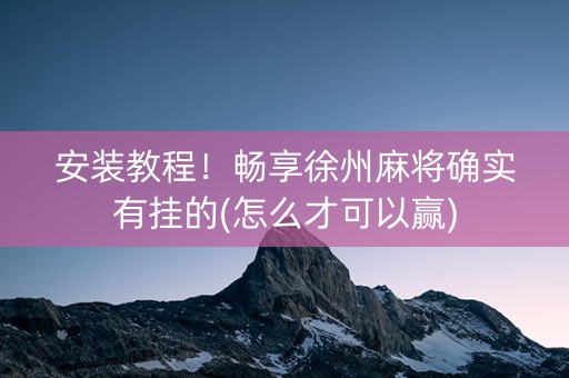 安装教程！畅享徐州麻将确实有挂的(怎么才可以赢)