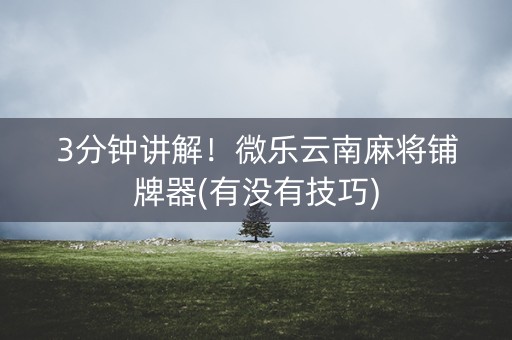 3分钟讲解！微乐云南麻将铺牌器(有没有技巧)