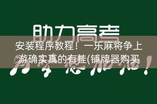 安装程序教程！一乐麻将争上游确实真的有挂(铺牌器购买)