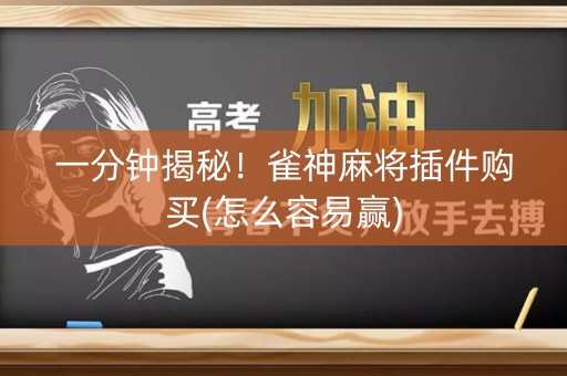 一分钟揭秘！雀神麻将插件购买(怎么容易赢)
