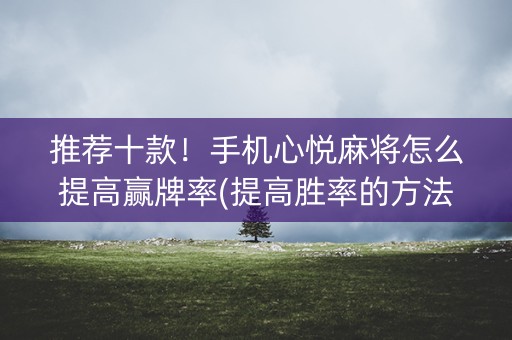 推荐十款！手机心悦麻将怎么提高赢牌率(提高胜率的方法)