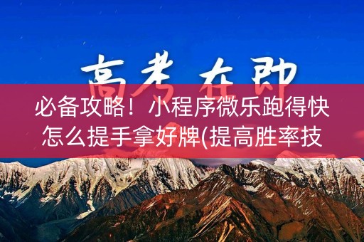 必备攻略！小程序微乐跑得快怎么提手拿好牌(提高胜率技巧)