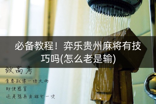 必备教程！弈乐贵州麻将有技巧吗(怎么老是输)