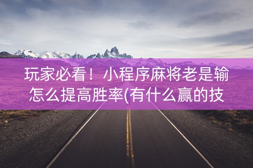 玩家必看！小程序麻将老是输怎么提高胜率(有什么赢的技巧)