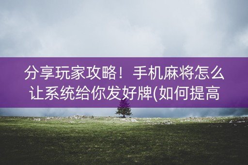 分享玩家攻略！手机麻将怎么让系统给你发好牌(如何提高胜率)