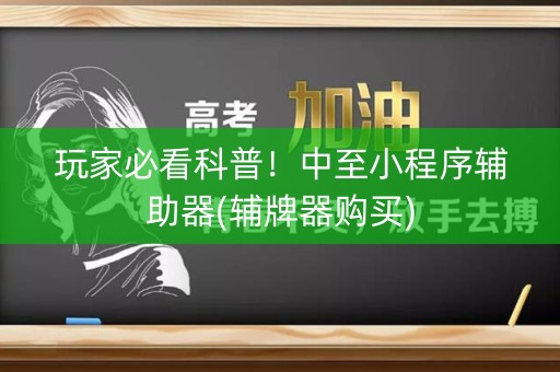 玩家必看科普！中至小程序辅助器(辅牌器购买)