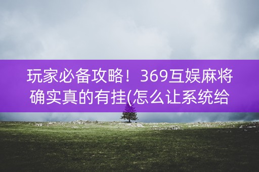 玩家必备攻略！369互娱麻将确实真的有挂(怎么让系统给自己好牌)