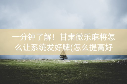 一分钟了解！甘肃微乐麻将怎么让系统发好牌(怎么提高好牌几率)