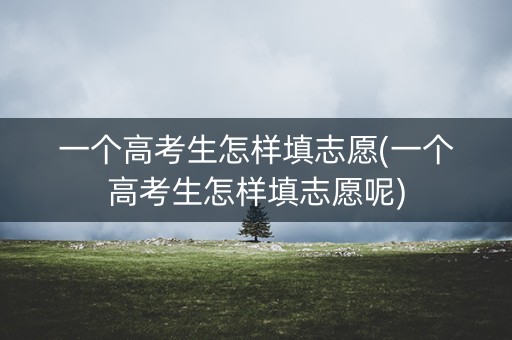 一个高考生怎样填志愿(一个高考生怎样填志愿呢)