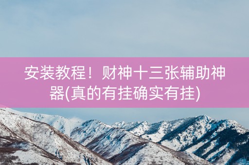 安装教程！财神十三张辅助神器(真的有挂确实有挂)