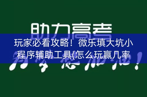 玩家必看攻略！微乐填大坑小程序辅助工具(怎么玩赢几率大)