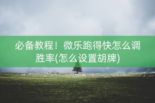 必备教程！微乐跑得快怎么调胜率(怎么设置胡牌)