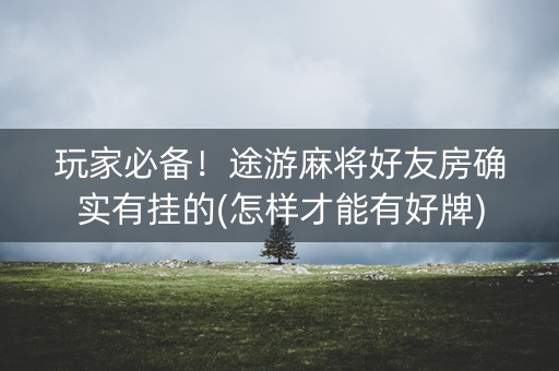 玩家必备！途游麻将好友房确实有挂的(怎样才能有好牌)