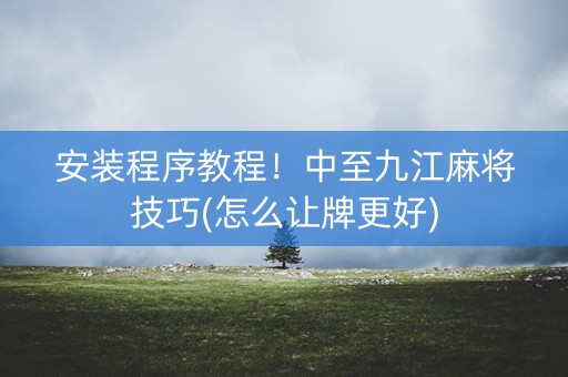 安装程序教程！中至九江麻将技巧(怎么让牌更好)