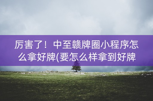 厉害了！中至赣牌圈小程序怎么拿好牌(要怎么样拿到好牌)