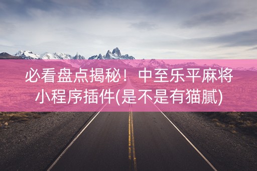 必看盘点揭秘！中至乐平麻将小程序插件(是不是有猫腻)