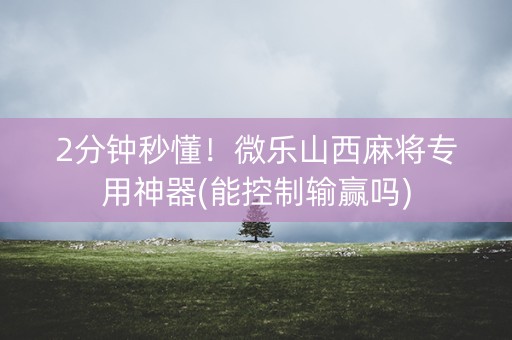 2分钟秒懂！微乐山西麻将专用神器(能控制输赢吗)