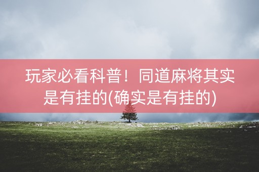 玩家必看科普！同道麻将其实是有挂的(确实是有挂的)