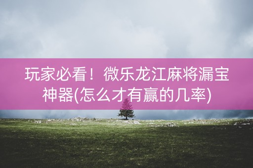 玩家必看！微乐龙江麻将漏宝神器(怎么才有赢的几率)