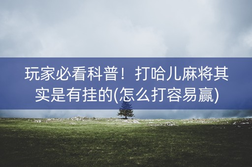 玩家必看科普！打哈儿麻将其实是有挂的(怎么打容易赢)