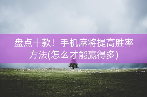 盘点十款！手机麻将提高胜率方法(怎么才能赢得多)