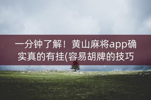 一分钟了解！黄山麻将app确实真的有挂(容易胡牌的技巧)
