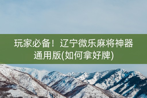 玩家必备！辽宁微乐麻将神器通用版(如何拿好牌)