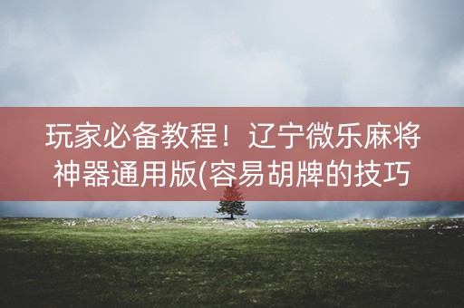 玩家必备教程！辽宁微乐麻将神器通用版(容易胡牌的技巧)