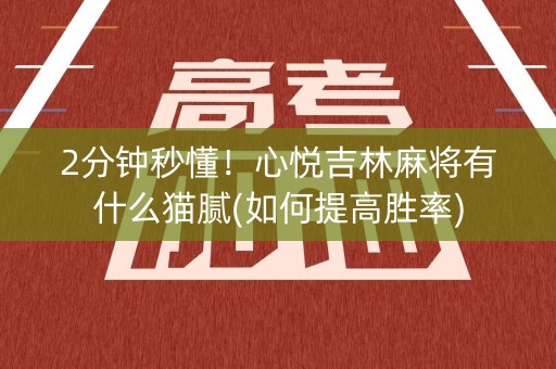 2分钟秒懂！心悦吉林麻将有什么猫腻(如何提高胜率)