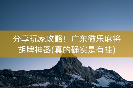 分享玩家攻略！广东微乐麻将胡牌神器(真的确实是有挂)