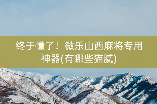 终于懂了！微乐山西麻将专用神器(有哪些猫腻)