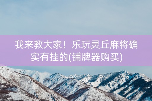 我来教大家！乐玩灵丘麻将确实有挂的(铺牌器购买)