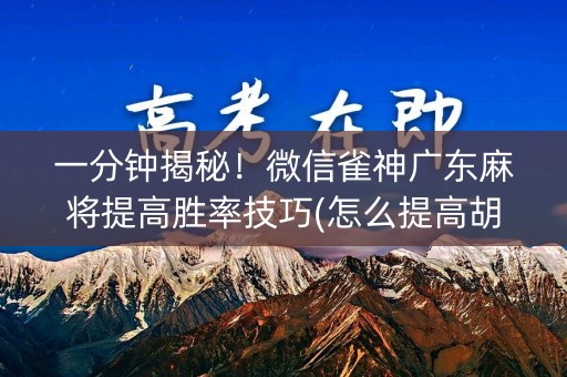 一分钟揭秘！微信雀神广东麻将提高胜率技巧(怎么提高胡牌率)
